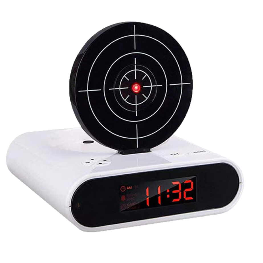 Target shooting alarm clock